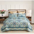 thumbnail image 1 of JML Quilt Set 3 Piece, Embossed Bedspread Bedding Set with 2 Shams, Queen, Atrovirens & Yellow, 1 of 6