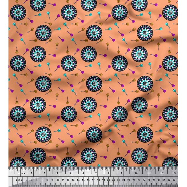 Soimoi Viscose Chiffon Fabric Dart Board Sports Decor Fabric Printed Yard 42 Inch Wide