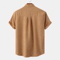 thumbnail image 4 of Babysbule Mens Shirts Clearance Men's Round Neck Pocket Button Solid Cotton Linen Short Sleeve Shirt, 4 of 7