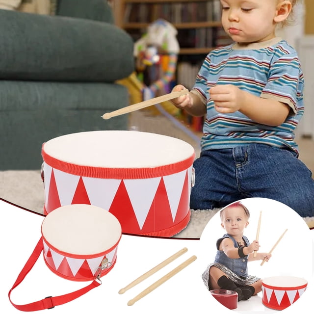 BotaniNest 1 Ensemble d'Instrument de Percussion Jouet pour Enfants Tambour à Deux Faces Excellent Jouet Éducatif Musical