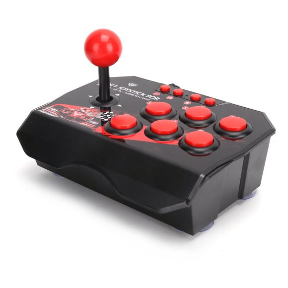 Home Electronics Fight Stick, Classic Black and Red Colour Schem Wired Fight Stick for PC for PS3 for