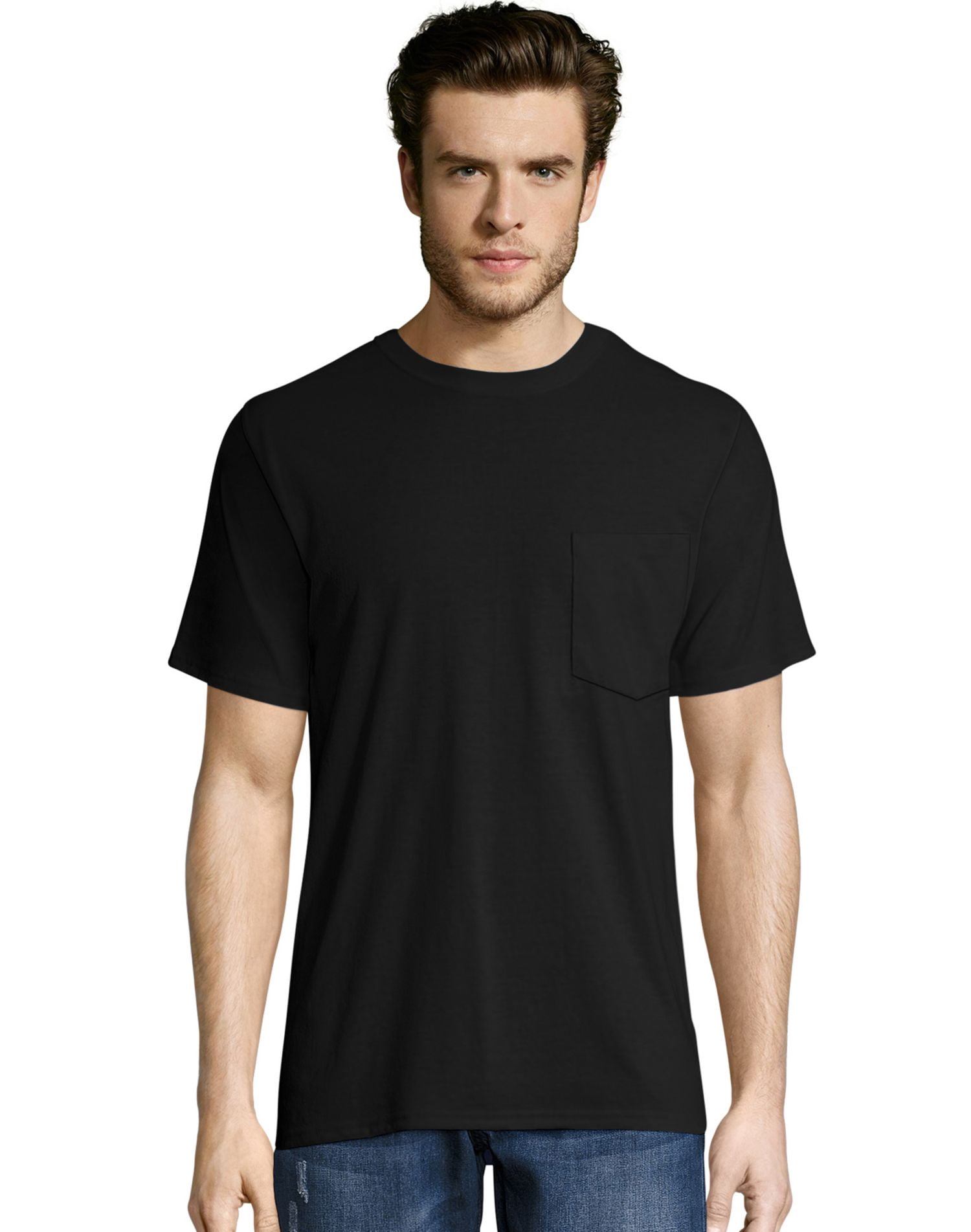 Hanes Mens X-Temp FreshIQ Workwear Pocket Tee Value 2-Pack, L, Black