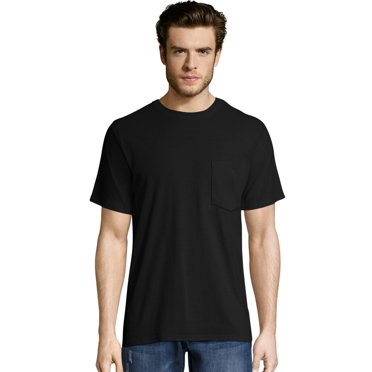 Hanes Mens X-Temp FreshIQ Workwear Pocket Tee Value 2-Pack, S, Black