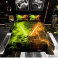 thumbnail image 1 of Erosebridal Neon Lightsaber Bedding King Comforter Set, Yellow Orange Geometry Down Comforter, Lightning Decor, Breathable, 1 of 8