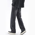 thumbnail image 2 of Dagugfen Mens Denim Pants Drawstring Straight Leg Loose Solid Color Classic Fashion Casual Jean Pants, 2 of 8