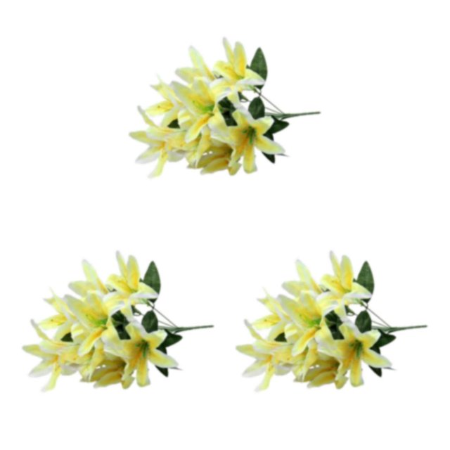 VONKY Faux Lilium With Realistic Appearance Low Maintenance Artificial Flowers yellow 3Set