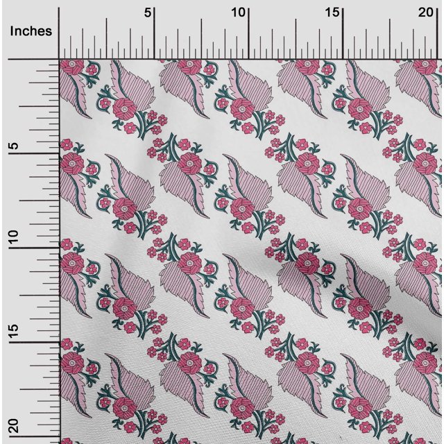 oneOone Tissu Popeline de Coton Imprimé Feuilles Bloc 42 Pouces de Large