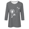 thumbnail image 4 of Plebaso Hauts pour Femmes Manches 3/4 Chemises Décontractées Imprimées Tunique à Col Ras du Cou Hauts Chandails Blouses pour Femmes, 4 of 4