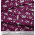 thumbnail image 2 of Soimoi polyester Crepe Fabric Leaves,White Floral & Hummingbird Decor Fabric Printed Yards 52 Inch Wide, 2 of 3
