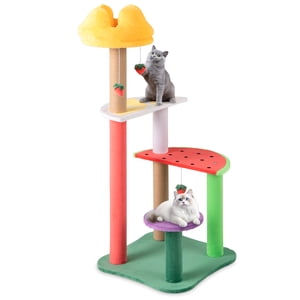 Gymax 45'' Tall Cat Tree w/ En peluche Platforms en forme de fruits de la perche