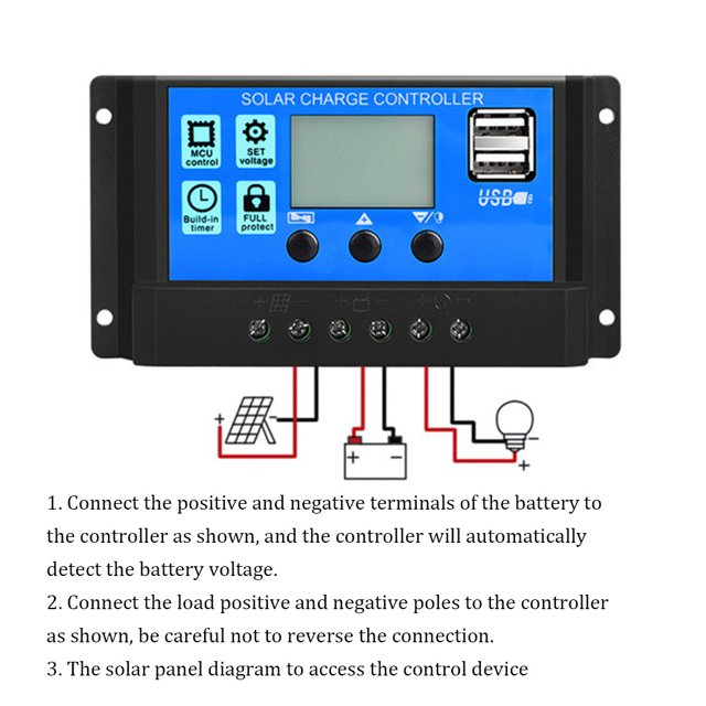 Panneau Solaire Contrôleur de Charge/charge Lampe Module Professionnel pour Chargeur de Pile Extérieur Régulateur LCD 30A 12V/24V