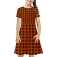 thumbnail image 2 of Liquidation d'Économies d'Été Iumwxz Robe Décontractée Trapèze Robe Tunique pour Adolescentes Robe Col Rond Imprimé à Carreaux Manches Courtes Robes pour Filles Coupe Ample Robe pour les Vacances 4-14a, 2 of 7