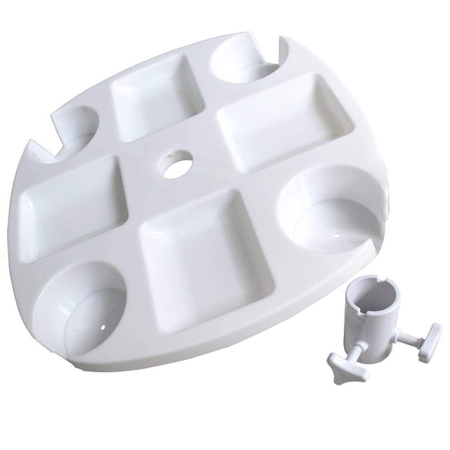 Maoww Plateau de Table pour Parasol de Plage Extérieur avec 4 Porte-Gobelets Support Chapeaux Parapluies