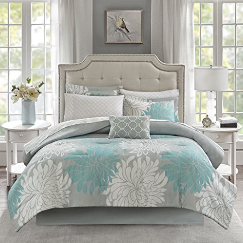 Madison Park Maible Complete Comforter and Cotton Sheet Set Aqua Full