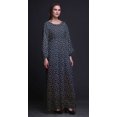 thumbnail image 3 of Bimba Robe Maxi à Manches Longues pour Femmes en Georgette Mousse Imprimée de Plumes d'Aigle, Taille Élastique - Xxx-Grand, 3 of 5