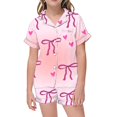 thumbnail image 1 of Ensemble de Pyjama en Satin pour Fille, Imprimé, Manches Courtes, Ensemble de Pyjama à Boutons pour Filles, Ensemble de Pyjama Décontracté pour Filles, Pyjamas pour Filles Taille 10-11 Ans, Mode Garçons Filles, 1 of 5