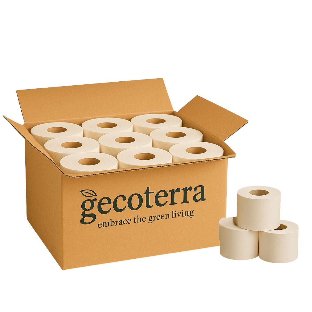 Gecoterra Bamboo 3-Ply Toilet Paper, 24 Rolls, Eco Friendly, Sustainable, Plastic Free, Tree Free, Septic Safe