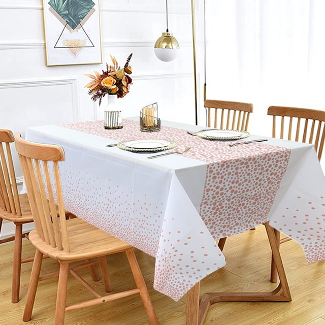 RKSTN tablecloths Disposable Tablecloth Thickened Wavepoint Printed Plastic Dining Table Tablecloth Holiday Birthday Party Rectangular Water Proof And Oil Proof Tablecloth table runner