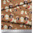 thumbnail image 3 of Soimoi Polyester Crepe Fabric Floral & Owl Cartoon Print Fabric by Yard 52 Inch Wide, 3 of 3