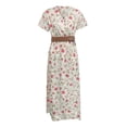 thumbnail image 4 of Women Daily Slim Dress Knee Length Dress for Women Long Dress Sleeveless Cold Summer Work Dresses Shoulder Solid&Print Split Hem Ladies Dresses Summer Casual Drawstring Casual Dress, 4 of 6