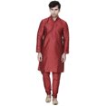thumbnail image 1 of Maple Clothing Kurta Pyjama Vêtements Inde Robe de Mariage pour Hommes (Bordeaux, 3TG), 1 of 5