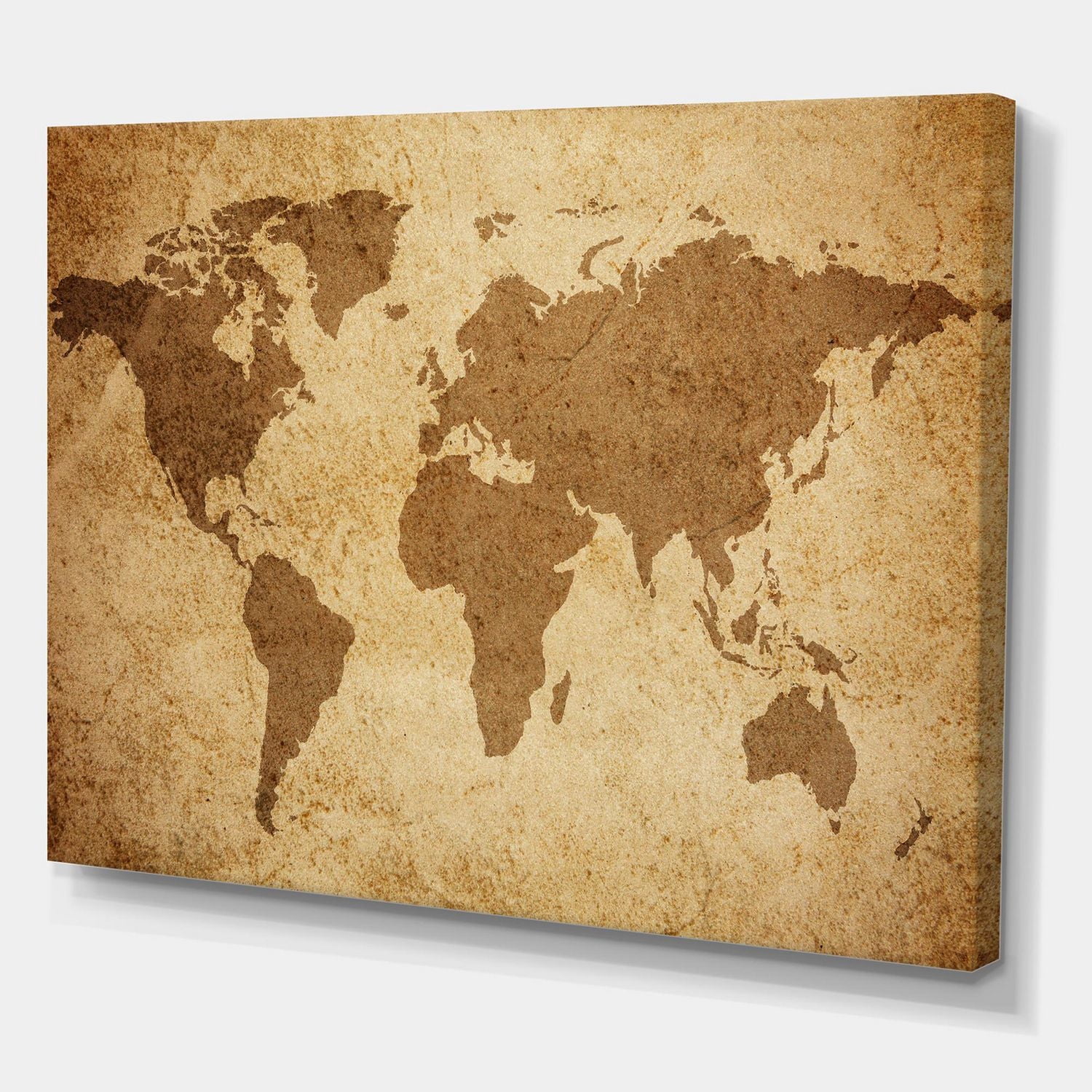Designart Ancient Map of The World V Canvas Wall Art