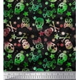 thumbnail image 1 of Soimoi Japan Crepe Satin Fabric Star,Crossbones & Skull Halloween Print Fabric by The Yard 42 Inch Wide, 1 of 3