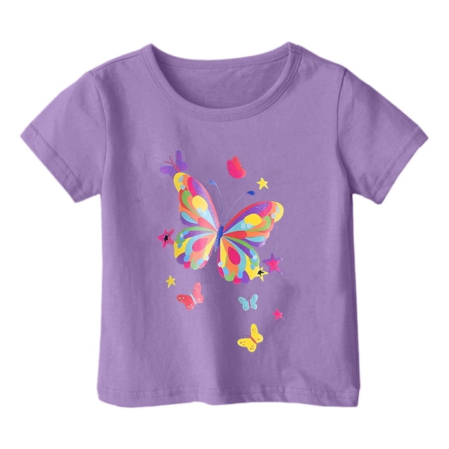 TZEWGL Hauts pour Tout-Petits Imprimé Graphique Col Rond Manches Courtes Amples Vêtements pour Bébés Taille 3-4T