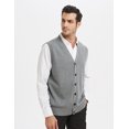 thumbnail image 4 of TOPTIE Men Sweater Vest Solid Knitted Lightweight Thermal Cardigan-Wine Red-XXL, 4 of 10