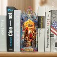 thumbnail image 4 of DIY Book Nook Kit 3D Wooden Puzzle Bookshelf Insert Decor with Sensor Light DIY Miniature Dollhouse Model Kit Creative Educational Bookshelf Insert Bookend Building Kits for Kids Adults, 4 of 11