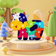Dvkptbk Animal Puzzle Board Wooden Three-Dimensional Puzzles Large Animals Puzzle Boards Digital Cognition Children's Puzzle Early Education Toys Education