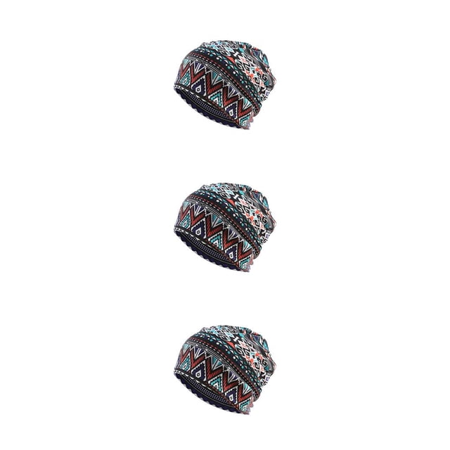 kurtrusly Tuque Bonnet Hijab Pré-Noué Foulard Turban Coloré Bandeau Réglable Protection des Oreilles Bandeau Accessoires Bonnet Losange Bleu Ensemble de 3
