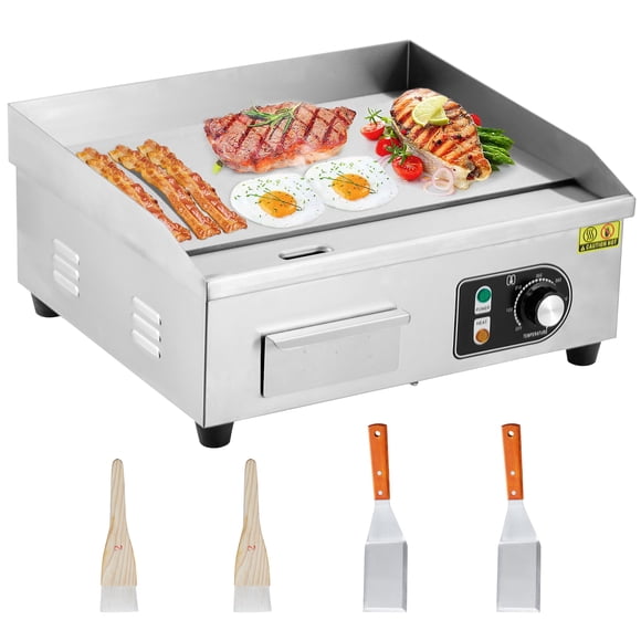 Commercial Electric Griddle 3000W Electric Countertop Griddle Nonstick 110V Stainless Steel Teppanyaki Flat Grill with Adjustable Temperature Control 122°F-572°F (NO PLUG) for Home Restaurant