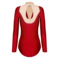 thumbnail image 4 of RUNQHUI Women's Long Sleeve Gymnastics Leotard Shiny Rhinestone Bodysuit for Acrobattics Performance 04Red M, 4 of 7