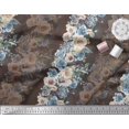 thumbnail image 3 of Soimoi Tissu Georgette Poly Brun Grandiflora Roses Tissu à Imprimé Floral au Mètre 52 Pouces de Large, 3 of 5