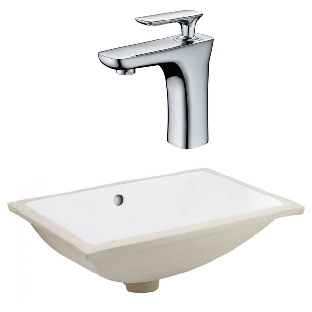20.75-in. W CSA Rectangle Bathroom Undermount Sink Set In White - Chrome Hardware AI-23098