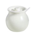 thumbnail image 1 of Qeeadeea/Solid Color Ceramic Sugar Bowl With Lid, Porcelain Sugar Pot With Spoon, Small Salt Pot, Storage Jar, For Coffee Bar, Restaurant-White-400ml, 1 of 7