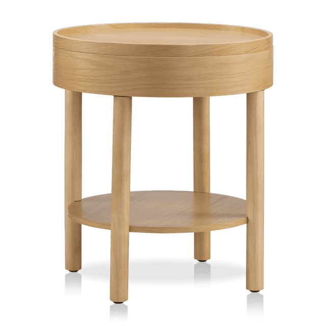 Bouclair Table d'Appoint Ronde en Bois Naturel avec Dessus Relevable