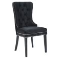 thumbnail image 1 of Ensemble de deux chaises d'appoint modernes en velours et bois massif – noires, 1 of 7