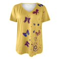thumbnail image 4 of T-Shirt à Manches Col en V pour Femme, Imprimé Floral, Coupe Ample, Court, 4 of 6
