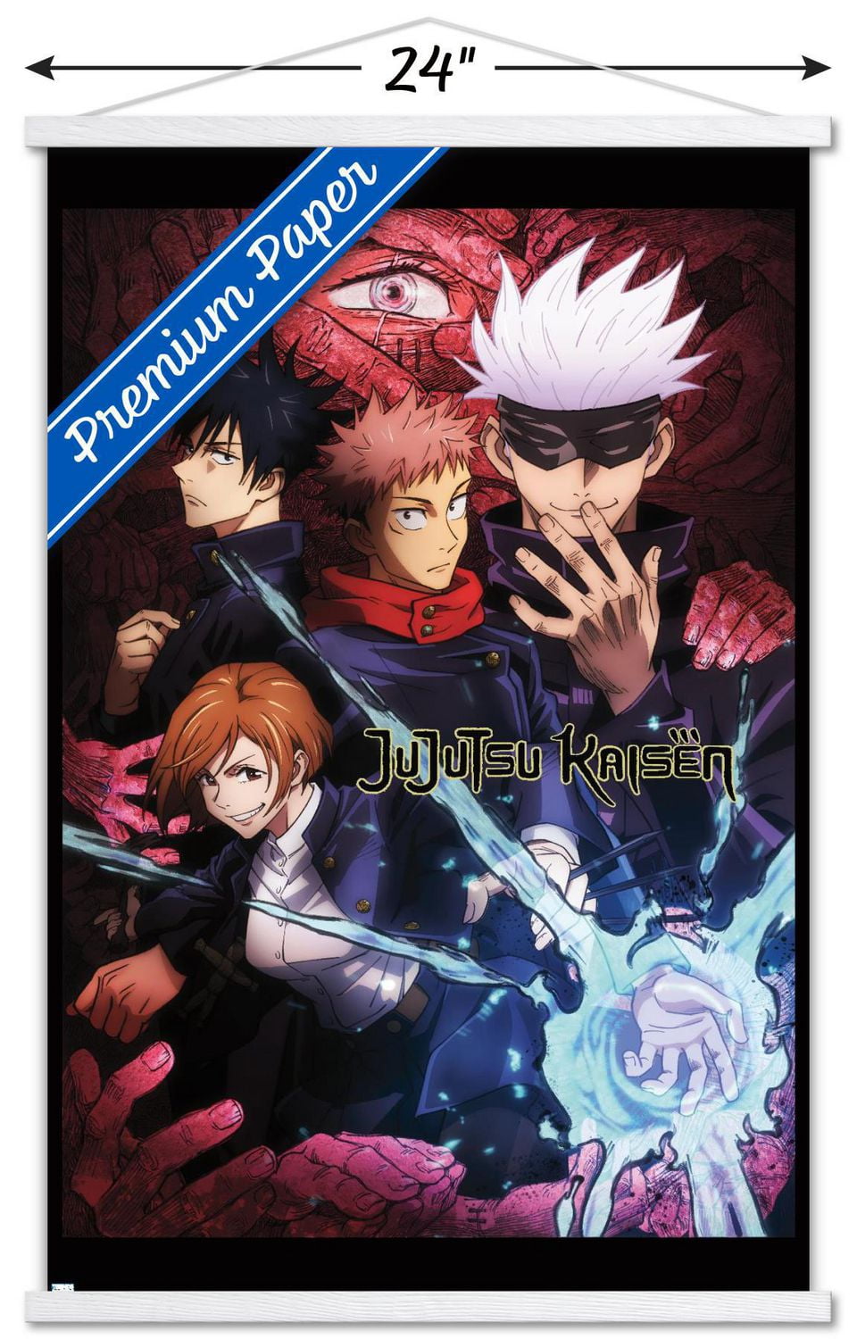 Jujutsu Kaisen – Une feuille 22,375" x 34" Affiche Murale avec Cadre Magnétique en Bois de Hêtre, par Trends International