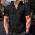 thumbnail image 2 of Birdeem Blouse à Capuche pour Hommes Chemise de Sport Unie avec Boutons Col Rond Manches Courtes, 2 of 9