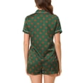 thumbnail image 3 of INSPIRE CHIC Womens Short Sleeve Notch Collar Piped Button Down Sleepwear Polka Dots Pajama Sets Medium Deep Green, 3 of 5