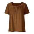 thumbnail image 4 of asjyhkr T-Shirts d'Été pour Femmes Col Rond Manches Courtes Légers T-Shirts Décontractés Mode Confortables Basiques, 4 of 6