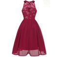 thumbnail image 3 of Pompotops Robe Trapèze Vintage pour Femme, Princesse, en Dentelle Florale, Cocktail, Encolure, Fête, Évasée, 3 of 5