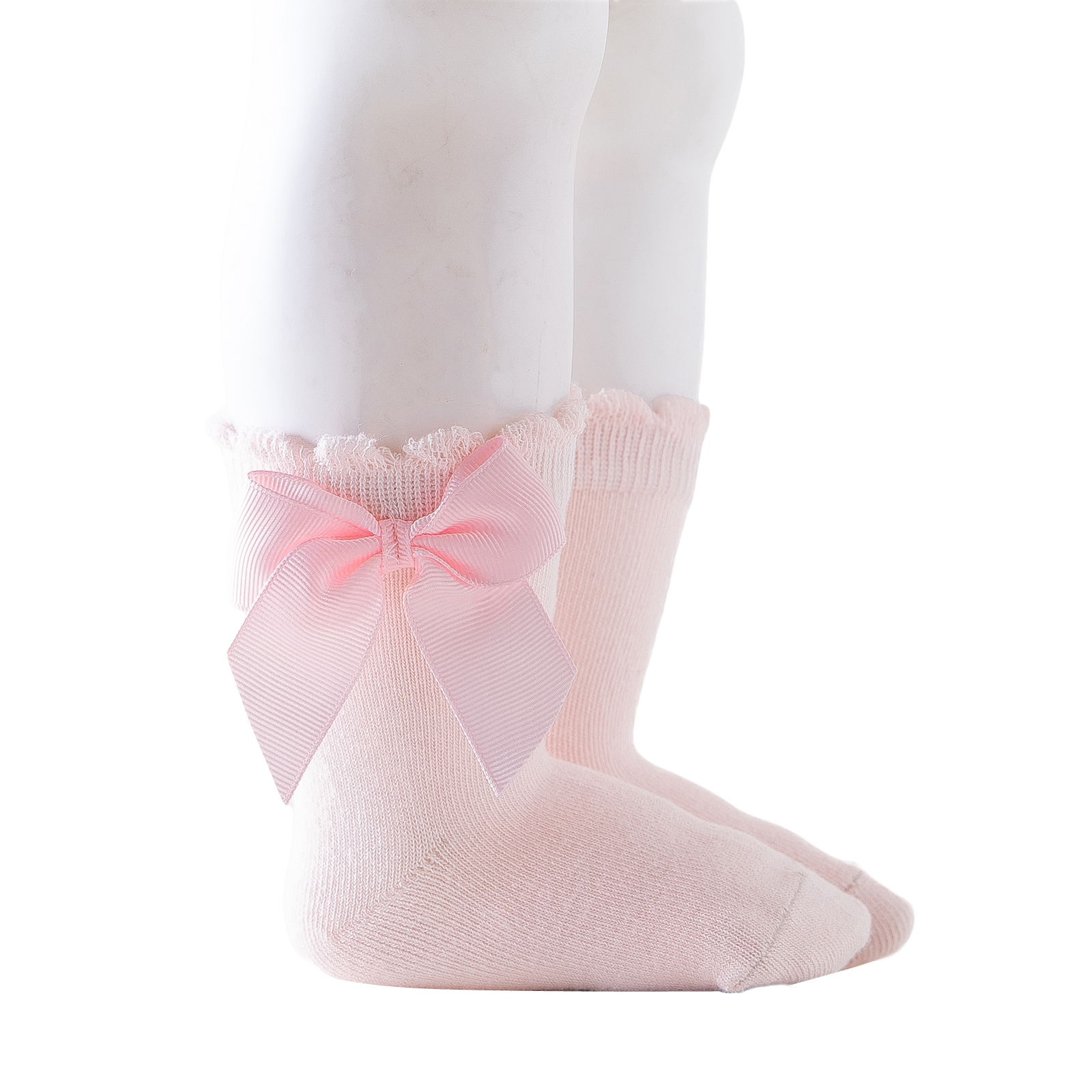 Kmbangi Kids Socks Toddler Solid Color Short Tube Socks with Big Bowknot