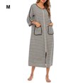 thumbnail image 4 of maskred Robe de Nuit pour Femmes en Polyester Col Rond Manches Longues Double Poche Respirante Automne Hiver Robe d'Intérieur Vêtements de Nuit Gris m, 4 of 6