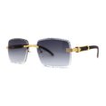 thumbnail image 1 of 90s Music Mogul Gangster Rapper Rimless Narrow Rectangle Luxury Sunglasses Gold Brown Smoke, 1 of 4