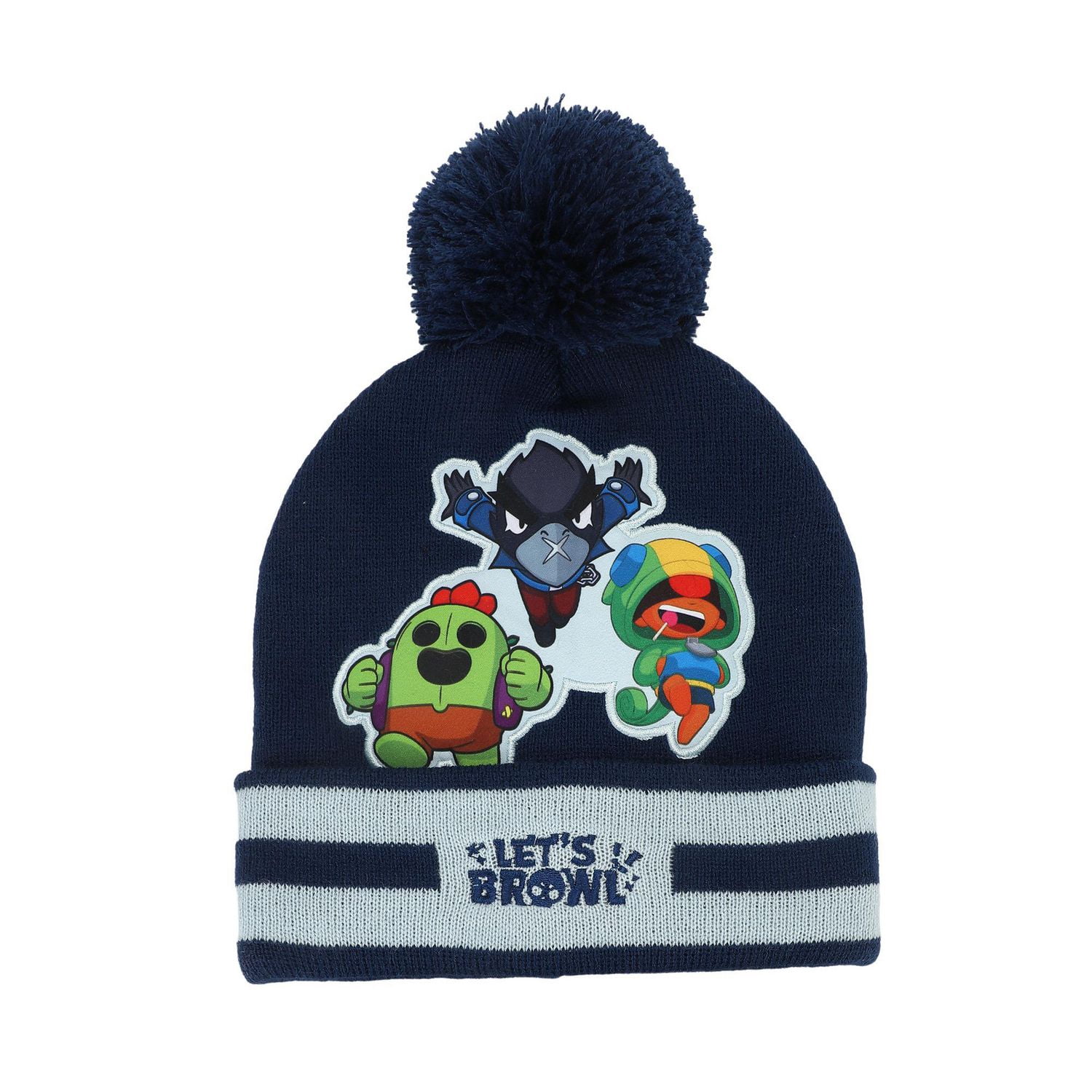Brawl Stars Kids Multi-Character Applique Pom Beanie Hat And Gloves 2-Piece Set