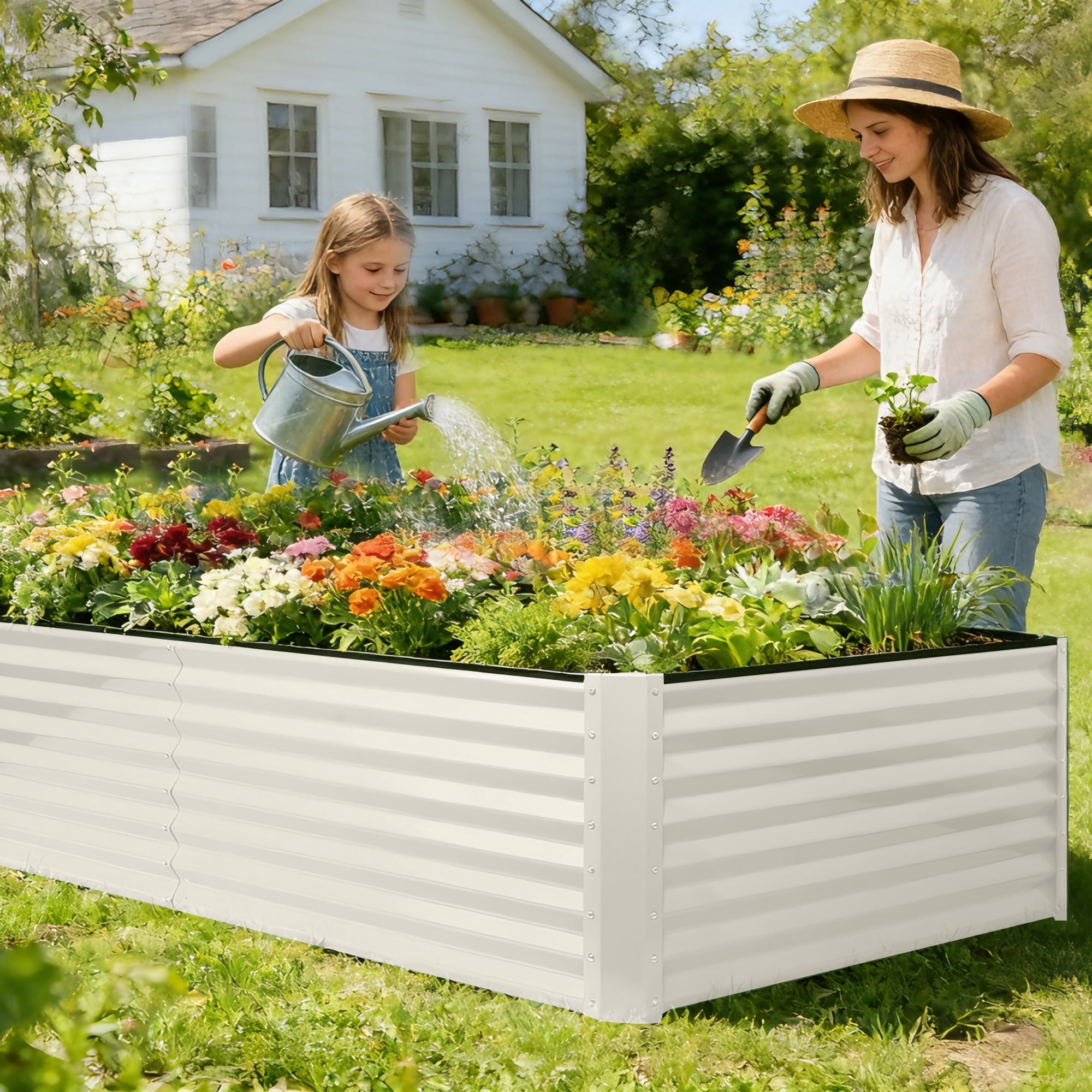 Noble House Raised Garden Bed, Galvanized Planter Box Stand Outdoor,Herbs
